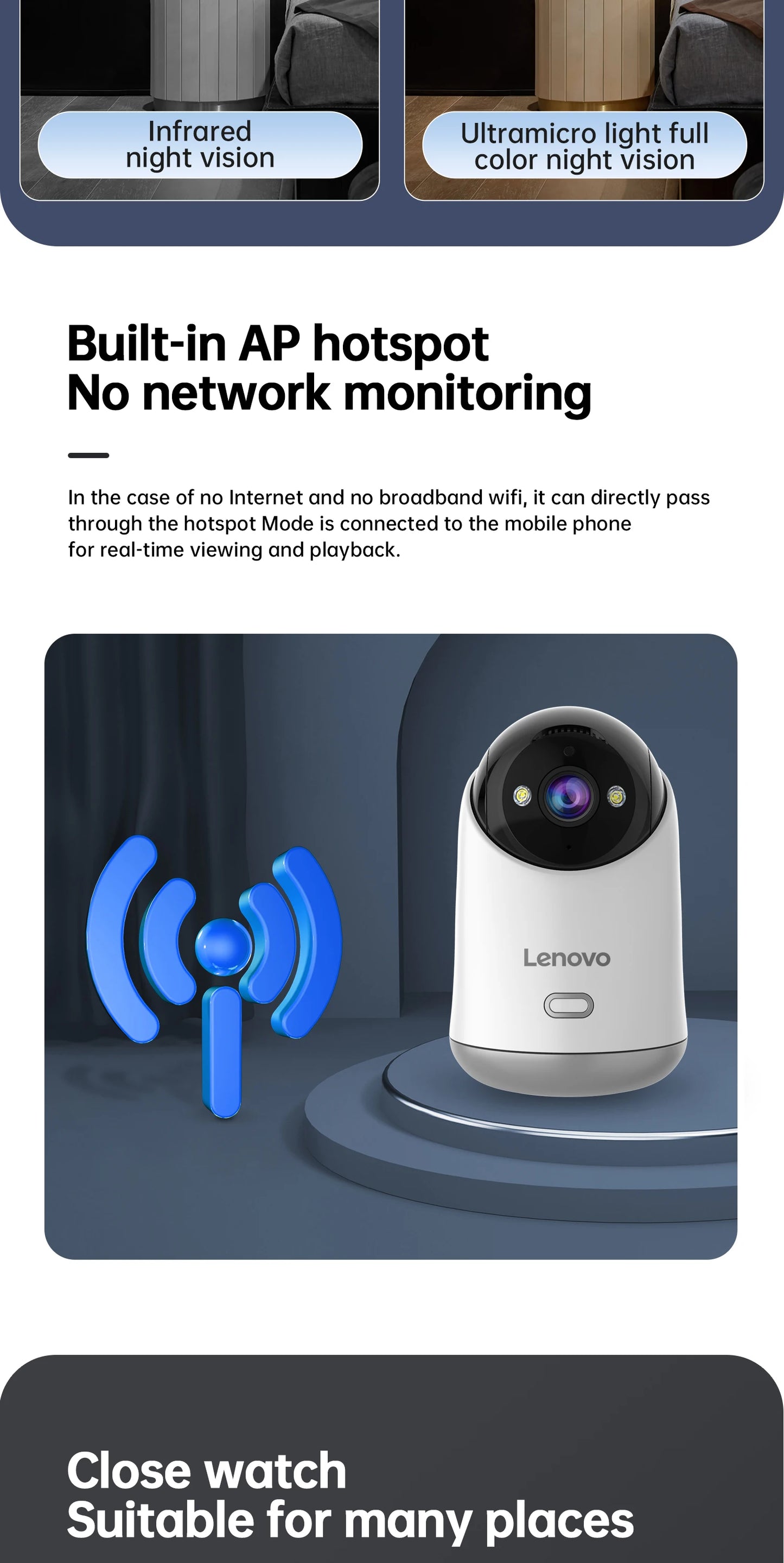 Caméra WiFi Lenovo 5MP – Surveillance Intérieure Intelligente HD