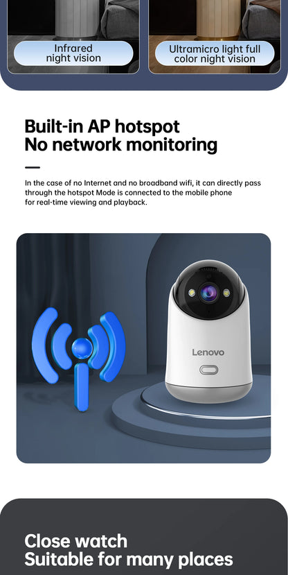 Caméra WiFi Lenovo 5MP – Surveillance Intérieure Intelligente HD