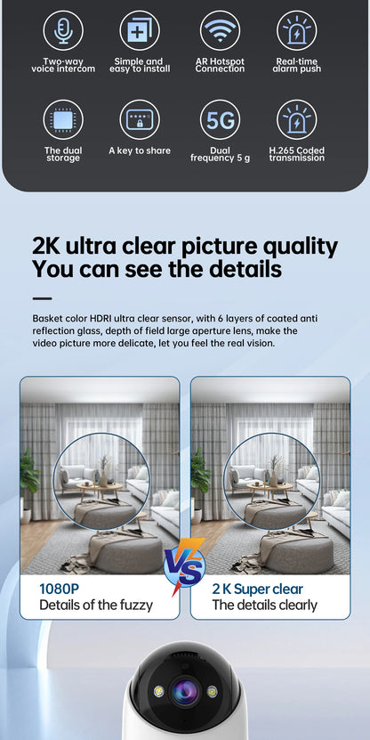 Caméra WiFi Lenovo 5MP – Surveillance Intérieure Intelligente HD