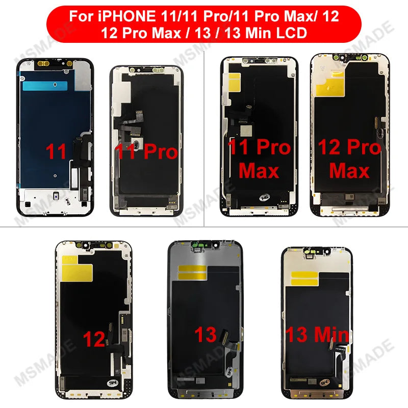 Ecran LCD/OLED Remplacement iPhone 6 6s 7 8 X XR XS 11 12 13 14 15 Mini Pro Max