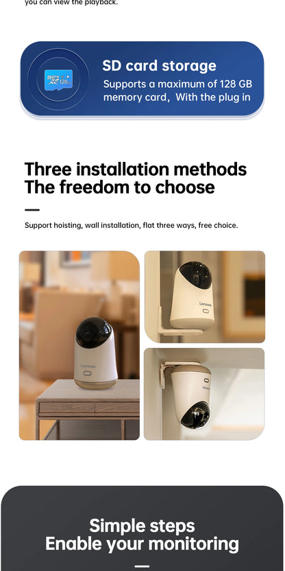 Caméra WiFi Lenovo 5MP – Surveillance Intérieure Intelligente HD