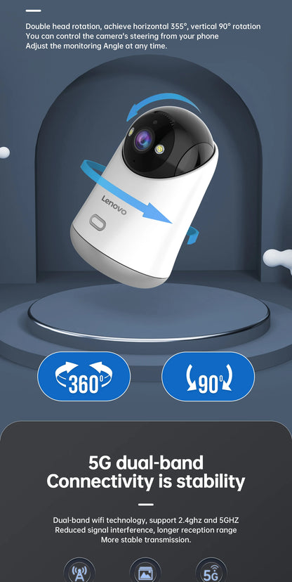 Caméra WiFi Lenovo 5MP – Surveillance Intérieure Intelligente HD